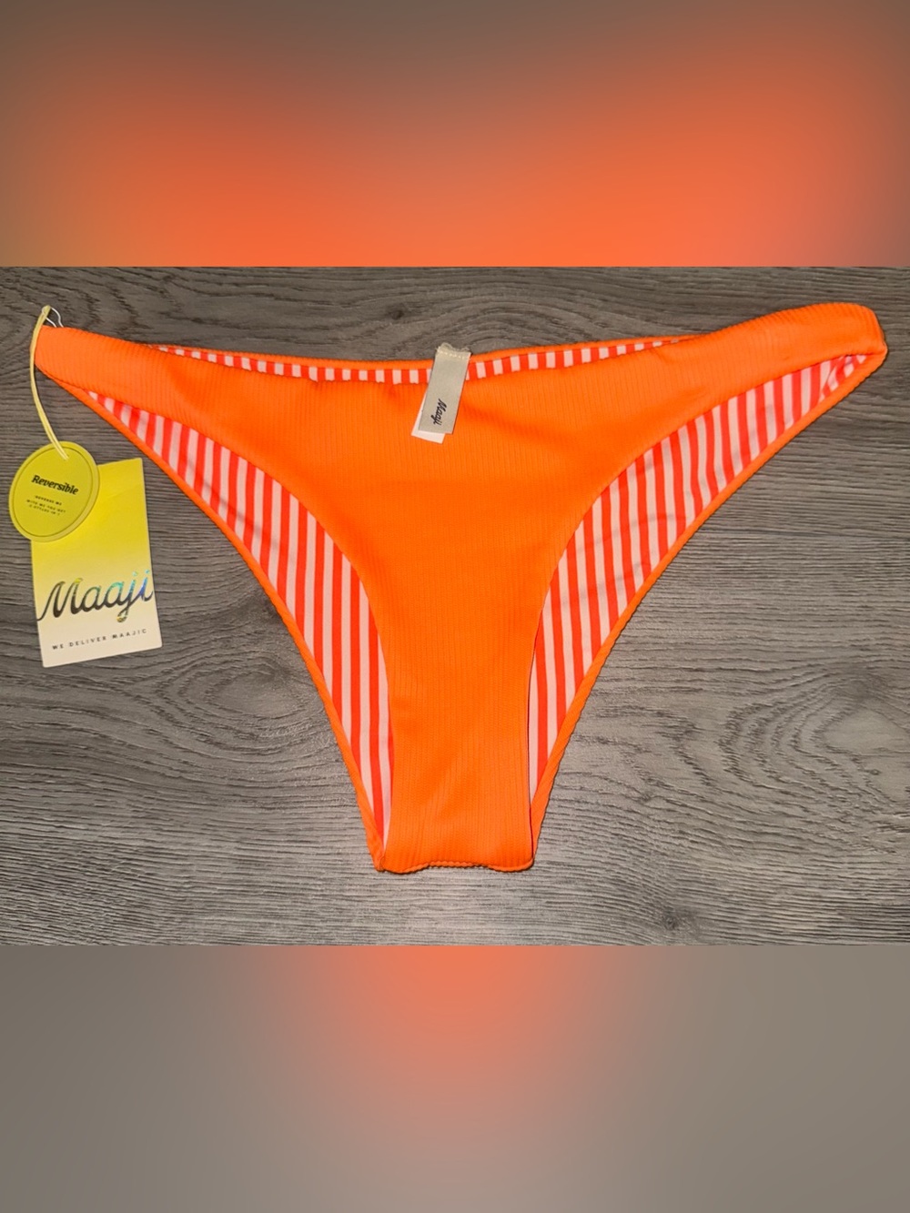 Maaji Bright Orange Reversible Bikini Bottom